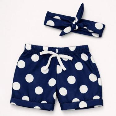 Imagem de Shorts com Faixinha Minimalista para Bebês até 12 Meses Cor:Azul Marin
