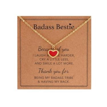 Imagem de AULSIEY Colar de coração colorido para o Dia dos Namorados para mulheres, melhor amiga, banhado a ouro 18 K, aço inoxidável, amizade, Bestie, Aço inoxidável, Sem Pedra Preciosa