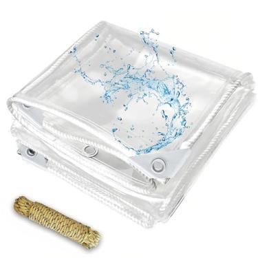 Imagem de Lonas de dossel de 6,5 x 8,2 pés de tecido impermeável de PVC transparente resistente ao rasgo impermeável 0,35 mm vinil transparente toldo toldo cercado de pátio, lona de vidro macio