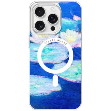 Imagem de Berkin Arts Capa transparente transparente compatível com iPhone 16 Pro [compatível com Magsafe], pincel Impasto colorido impressionismo (nenúfares de Claude Monet)