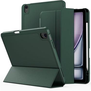 Imagem de KKFAUS Capa protetora para iPad 2024 Air13/2024 Pro 13/2024 Pro11 com compartimento para caneta (verde escuro, Pro 13 2024)