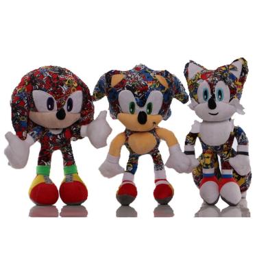 Imagem de Boneco macio multicolorido de 20 cm de pelúcia Toy Sonic para crianças