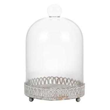Imagem de Twakutwku Cúpula cloche de vidro grande resistente feita à mão com base de metal em branco gasto para planta, terrário, colecionáveis, vela. Cúpula de vidro cloche, estojo de exibição de pote de sino
