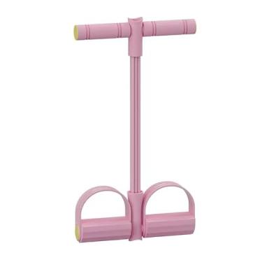 Imagem de Faixa de resistência de pedal com alças, exercitador de pedal de 6 tubos, equipamento de fitness multifuncional de borracha natural para abdômen, cintura, braços, pernas, modelagem corporal (rosa)