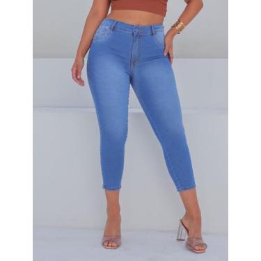 Imagem de Calça Capri Jeans Curta Cintura alta modela bumbum elastano/lycra com 