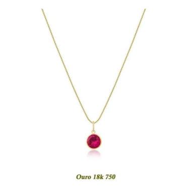 Imagem de Cordão Corrente Veneziana Ouro18k 750 50cm Ponto De Luz 6mm Vermelho R