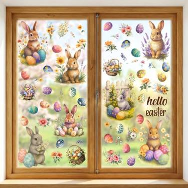 Imagem de WALPLUS Adesivos de parede adesivos de parede para janelas de Páscoa, decoração de coelhinhos da Páscoa, decoração para janelas de vidro, decoração de parede para festas, feriados, casa, escritório