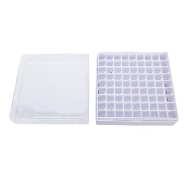 Imagem de Pssopp Caixa de Armazenamento do Congelador do Tubo da Centrífuga, Cremalheira de Armazenamento Criogênica de 81 Lugares para o Refrigerador Dos Frascos Dos Tubos da Micro Centrífuga