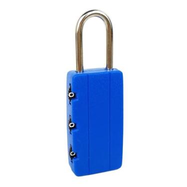 Imagem de Dioche Mini Cadeado de Combinação de 3 Dígitos, Aço Inoxidável, Cadeado Com Senha para Mala, Bolsa de Viagem, Armário de Academia, Material ABS 61x22x9mm (Azul)