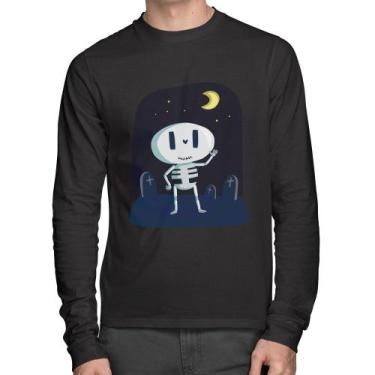 Imagem de Camiseta Algodão Esqueleto Manga Longa - Foca na Moda, Preto, P