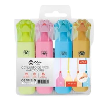 Imagem de Marca Texto Kit com 4 Cores Sortidas - OIA-8520 - Ponta Chanfrada, Alta Durabilidade e Cor Intensa – Marcador de Texto Para Sublinhar e Destacar