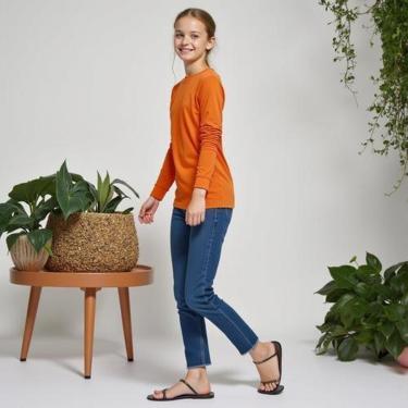 Imagem de Camiseta Infantil Manga Longa Básica Algodão Menino Menina - 16 - Branco-Unissex