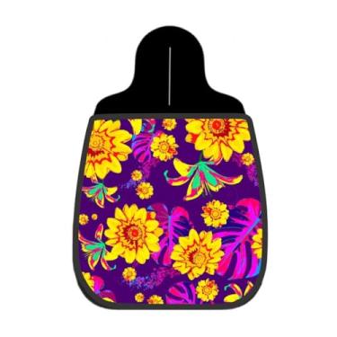 Imagem de Lixeira De Carro Organizador Lixinhocar Floral Tropical Roxo e Amarelo