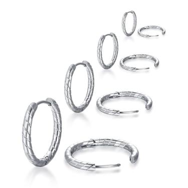 Imagem de MDFUN Brincos de argola de aço inoxidável 316L 8/10/12/14/16/20/25 mm, hipoalergênicos, cartilagem, hélice, articulados, para homens e mulheres, Aço inoxidável, Sem pedra preciosa