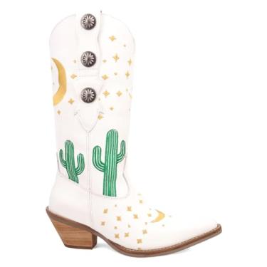 Imagem de Dingo Botas femininas Pachita bordadas Southwest Graphic Snip Toe Casual Salto Médio 5-7,6 cm - Branca, Branco, 41