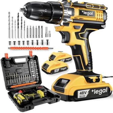 Imagem de Furadeira e Parafusadeira 48V com 2 Baterias e Acessórios e Maleta Alta Torque para Uso Profissional e Projetos DIY Residenciais Jogo de Ferramentas Profissional (Furadeira-48V-2 Bateria)