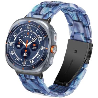 Imagem de DEALELE Pulseiras de substituição compatíveis com Samsung Galaxy Watch Ultra de 47 mm (2025/2024), pulseira de resina colorida para Samsung Galaxy Watch Ultra 2/Ultra de 47 mm (2025/2024), azul escuro