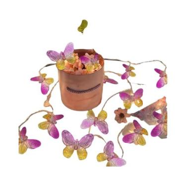 Imagem de Luzes De Cordão De Fada Borboleta Rosa Amarela 10 20 LEDs Para Decoraç