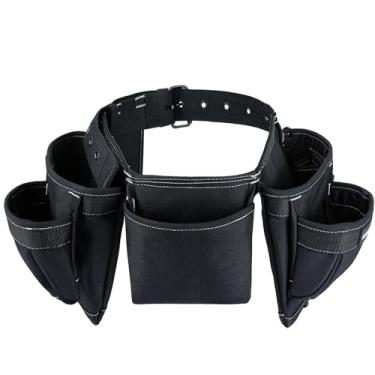 Imagem de MELOTOUGH Conjunto de cinto de ferramentas de 14 bolsos com bolsas para eletricista e carpinteiro, cinto utilitário de trabalho ajustável resistente para homens, organizador de equipamento de