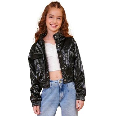 Imagem de Jaqueta Juvenil Look Jeans Metalizada - 6 - PRETO-Feminino