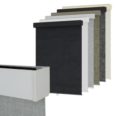 Imagem de Bliwans Persianas blackout para janelas, persianas de rolo sem fio Free-Stop com sanefa, persianas de tecido com isolamento térmico, proteção UV para casa, quarto, cinza, 84 cm L x 182 cm A