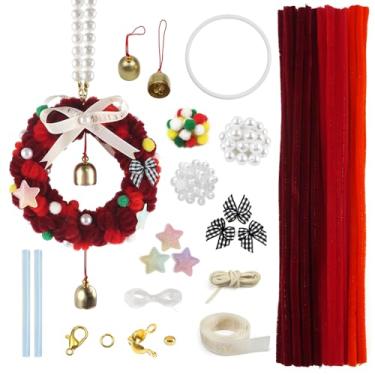 Imagem de TOAOB 151 peças de limpadores de cachimbo de chenille vermelho kit de pompons para ornamentos suprimentos de artesanato varas fofas difusas para espelho retrovisor de carro pingente DIY projetos de