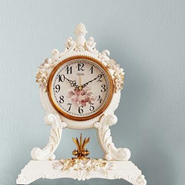Imagem de Decoração de relógio de mesa sala de estar nórdico retro relógio de sentar relógio moderno europeu casa decoração de relógio de mesa (cor: A, tamanho: 2642cm)