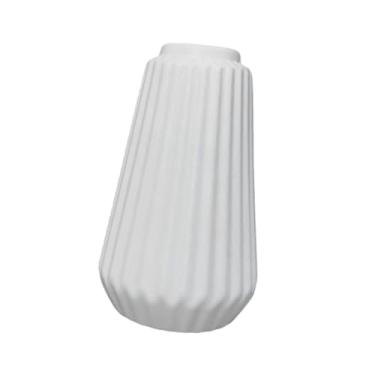 Imagem de Fenteer Vaso de flores em cerâmica artificial, peça central de mesa minimalista com listras florais, vaso decorativo para, M