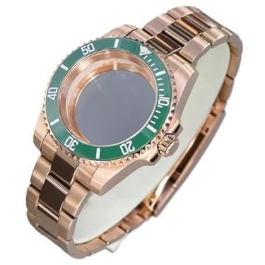 Imagem de FEIYASHI Caixa de relógio de aço inoxidável SUB de 40 mm para NH35/NH36/38 Miyota8215 ETA2824 movimento com bisel de rotação unidirecional, Tampa inferior de vidro 4, For Miyota8215 8205 Movement