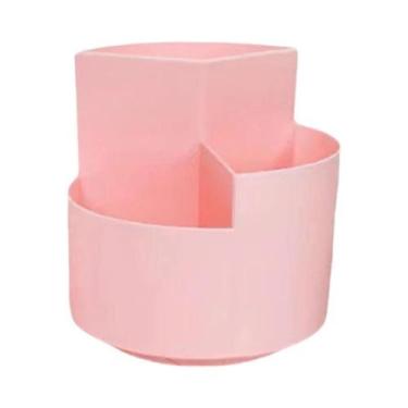 Imagem de Suporte De Caneta Multifuncional Giratório Branco, Organizador De Mesa