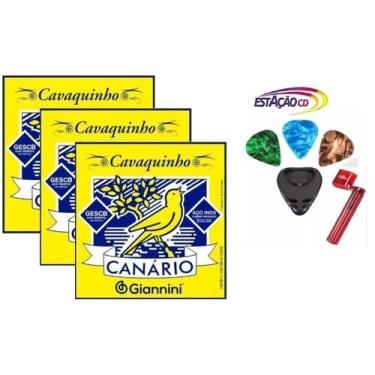 Imagem de Kit 3 Cordas Cavaquinho Médio - GESCB Canário + Acessórios - Giannini 