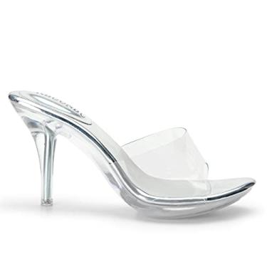 Imagem de NBUUNBU Salto prateado transparente para mulheres, sapatos sociais, tiras transparentes, salto alto, salto alto, salto alto, sandálias escarpim mules, Prata - 9,5 cm, 40