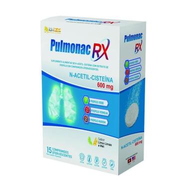Imagem de Pulmonac Rx N-acetil-cisteína Idn Labs - Cx Com 15 Comprimidos Efervescentes - Sabor Limalimão e Mel-Unissex