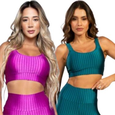 Imagem de KIT 2 Top de Academia New Zig 3D Serra e Mar Roupa de Treino Alta compressão Moda Fitnees Feminina-Feminino