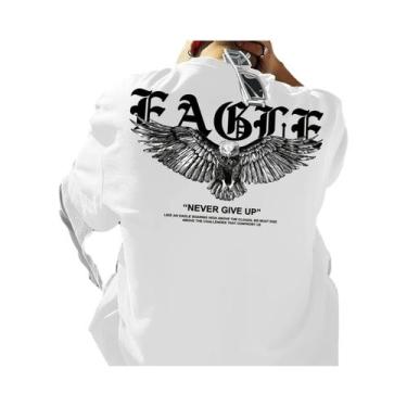 Imagem de Camiseta Masculina De Verão, Tamanho Grande, Algodão, Casual, Esportiv