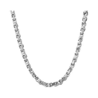 Imagem de Colar Masculino De Corrente Longa Bizantina Em Aço Inoxidável Pesado J
