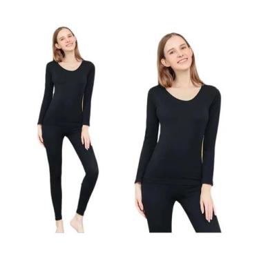 Imagem de Conjunto De Roupa Íntima Térmica Feminina De Inverno, Manga Longa, Sem