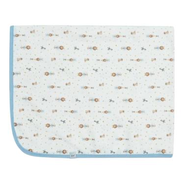 Imagem de Cueiro Bebê Estampado Suedine Amigos no Safari Azul - Hug