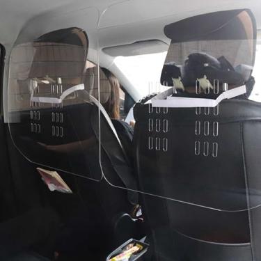 Imagem de Divisória de acrílico para táxi de carro - barreira de isolamento transparente com alça de gancho e laço para proteção em veículos