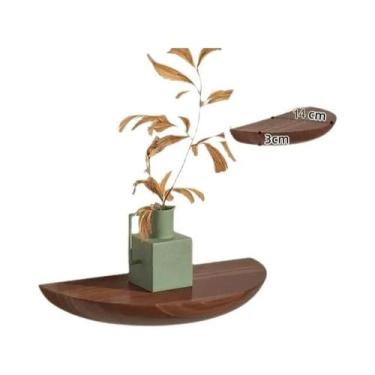 Imagem de Prateleira De Parede Semicircular De Madeira Sólida, Suporte Flutuante