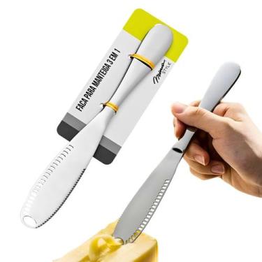 Imagem de Faca Espátula 3 Em 1 Para Manteiga Margarina Queijos Geleia Creme Aço 