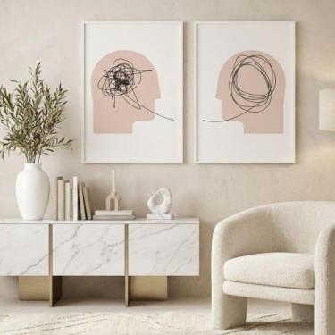 Imagem de Kit 2 Quadros Psicologia Linhas da Mente 40x60 Moldura Cor da Moldura: