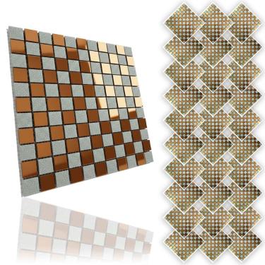 Imagem de Pastilha De Vidro Autocolante Kit 30 Uni Parede Cozinha Box Banheiro Sala Decorativa Facil Aplicacao Requintado Moderna