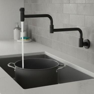 Imagem de Torneira Parede Articulável Preta 45cm Preto Banheiro Cozinha Pia Fogã
