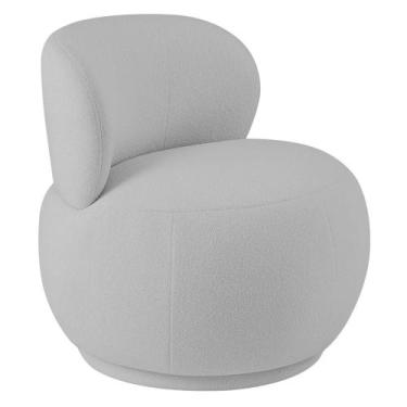 Imagem de Poltrona Orgânica Aisha Base Fixa Bouclé Cinza Claro - Nexta Casa, Cin