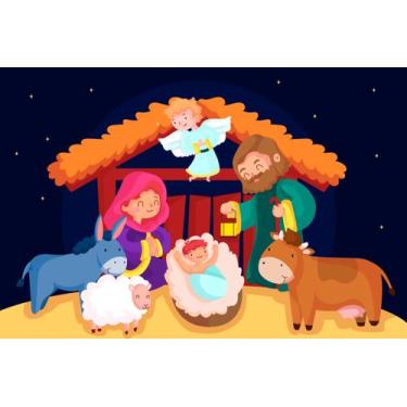 Imagem de Painel de Tecido Sublimado Presépio Jesus Nasceu - Fabrika de Festa, 2