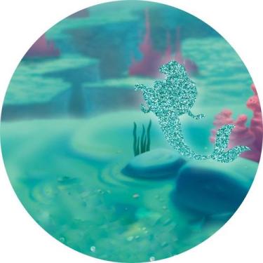 Imagem de Painel De Tecido Sublimado Redondo Sereia Glitter Fundo do mar C/Elást