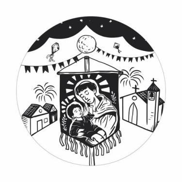 Imagem de Painel de Tecido Sublimado Redondo Festa Junina Cordel Arraiá Caipira 