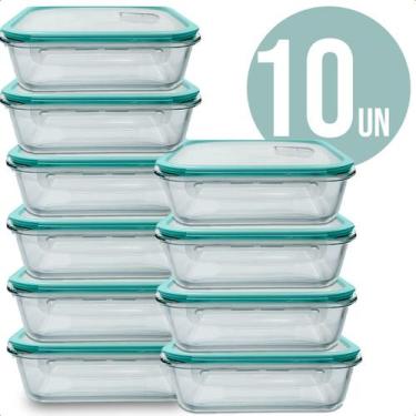 Imagem de Pote Hermetico 640Ml Mantimento Retangular Para Alimentos Anti Vazamen