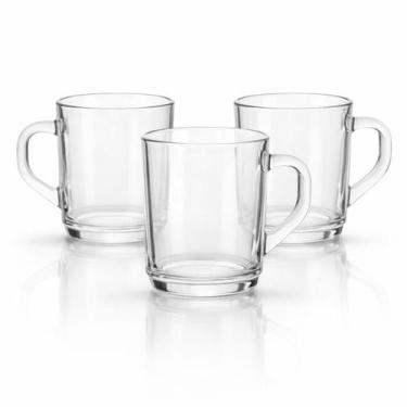 Imagem de Conjunto 3 Canecas de Vidro Clear 250ml Transparente com Alça - Lehavi